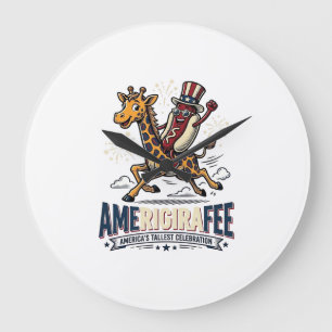 Grappige Amerigiraffee Patriottische Giraffe Hotdo Grote Klok