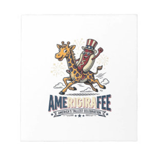 Grappige Amerigiraffee Patriottische Giraffe Hotdo Notitieblok