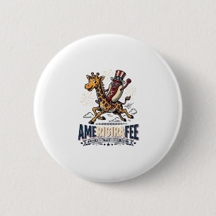 Grappige Amerigiraffee Patriottische Giraffe Hotdo Ronde Button 5,7 Cm