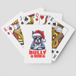 Grappige Amerikaanse Bully moeder hond eigenaar ke Pokerkaarten