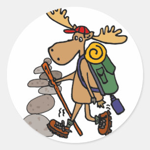 Grappige Amerikaanse elanden die met de Cartoon Ronde Sticker