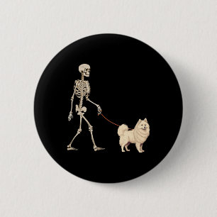 Grappige Amerikaanse Eskimohond Skelet Lopende Ronde Button 5,7 Cm