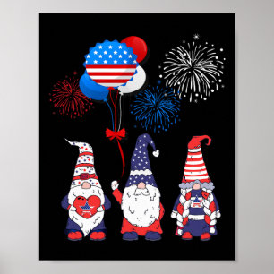 Grappige Amerikaanse Gnomes Cool 4th July Day Inde Poster