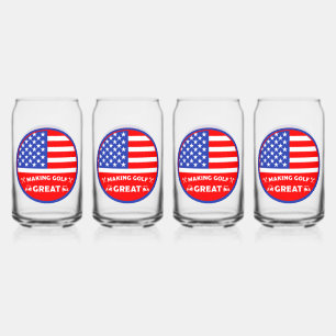 Grappige Amerikaanse golfer Blikvorm Glas