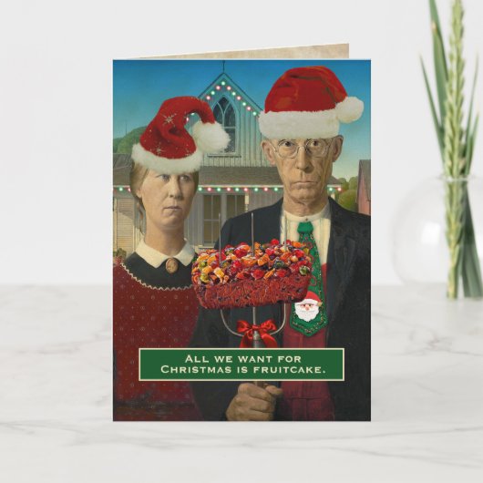 Grappige Amerikaanse Gothic Kerst Fruitcake Feestdagen Kaart (Voorkant)