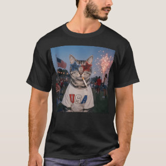 Grappige Amerikaanse Kat 4 Juli Patriottische Kat T-shirt