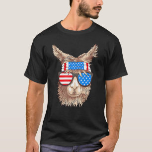 Grappige Amerikaanse Patriottische Lama Cute Dier T-shirt