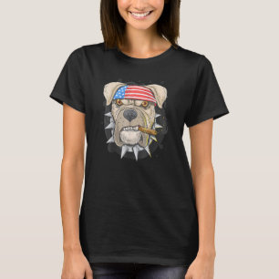 Grappige Amerikaanse Pit Bull Rookt 4 Juli Vlag Va T-shirt