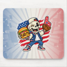 Grappige Amerikaanse Skelet Burger & Honkbal Muism
