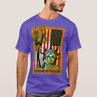 Grappige Amerikaanse vlag hier voor de Hot Dogs 4e T-shirt