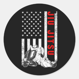 Grappige Amerikaanse vlag Jiu Jitsu Kunst voor vec Ronde Sticker