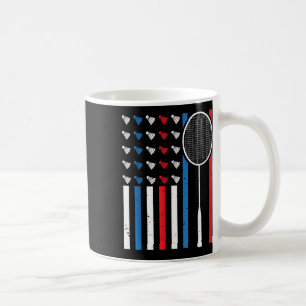 Grappige Amerikaanse vlag met shuttles Badminto Koffiemok