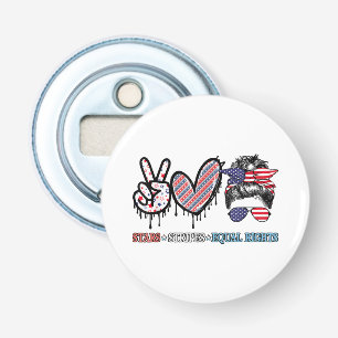 Grappige Amerikaanse vlag Patriottisch Button Flesopener