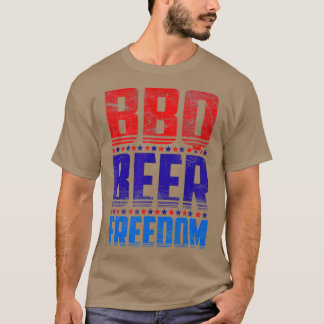 Grappige Amerikaanse vlag USA BBQ Beer Freedom Gri T-shirt