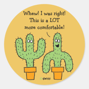 Grappige Amerikaanse Zuidwest Cactus Cartoon Ronde Sticker
