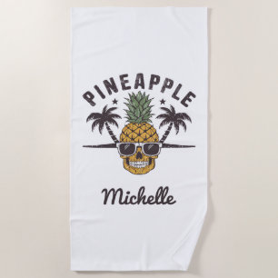 Grappige ananas die een zonnebril draagt Persoonli Strandlaken