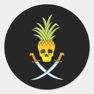 Grappige ananas schedel piraat ananas liefhebbers ronde sticker