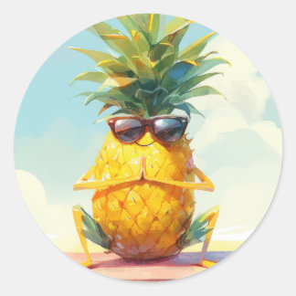 Grappige ananas yoga ronde sticker