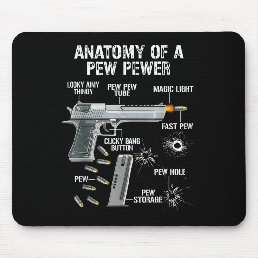 Grappige anatomie van een pew power - AMMO Pistool Muismat (Voorkant)