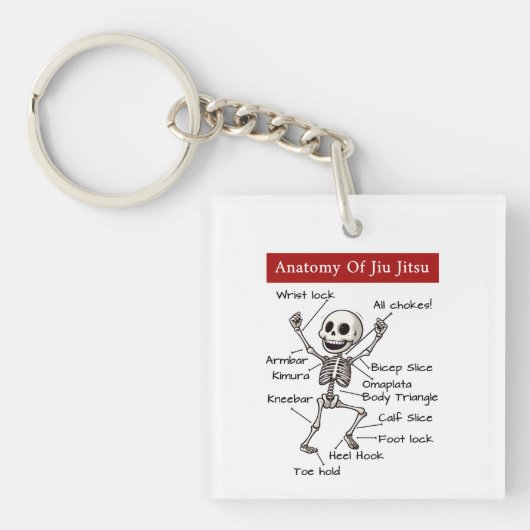 Grappige anatomie van jiu jitsu inzendingen techni sleutelhanger (voorkant)