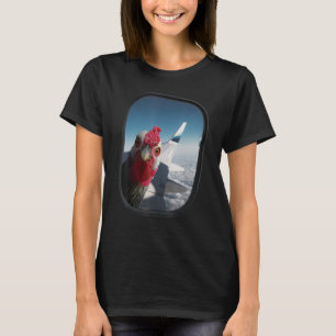 Grappige Angry Chicken op een Vliegtuig Wing Eend T-shirt