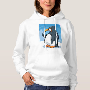 Grappige Angry Penguin Cartoon Cool Waving Hoodie