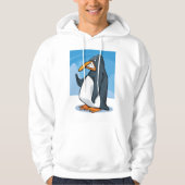 Grappige Angry Penguin Cartoon Cool Waving Hoodie (Voorkant)