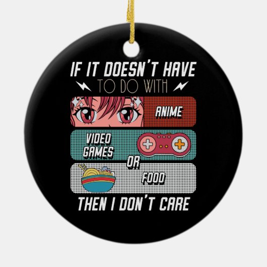 Grappige anime fans eten en videogames liefhebber keramisch ornament (Achterkant)