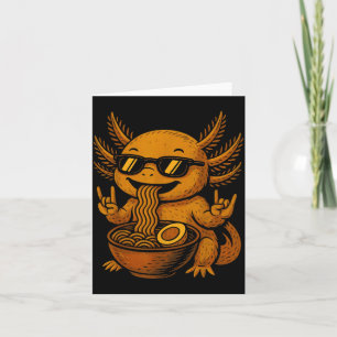 Grappige Anime Kawaii Axolotl Eet Ramen Grafische Kaart