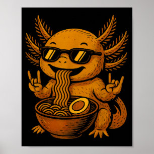 Grappige Anime Kawaii Axolotl Eet Ramen Grafische  Poster