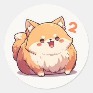 Grappige Animehond Nummer Twee Ronde Sticker