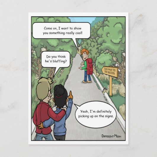 Grappige ansichtkaart met bluffen briefkaart (Voorkant)