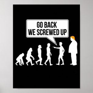 Grappige anti-trump evolutie politieke humor poster