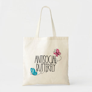 Grappige Antisociale Vlinder Boodschappentas Tote Bag