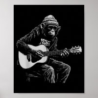 Grappige Apen Akoestische Gitaar Muziek Liefhebber