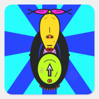Grappige Apen Cartoon Mascotte Vierkante Sticker