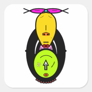 Grappige Apen Cartoon Mascotte Vierkante Sticker