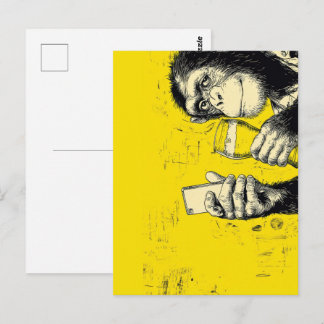 Grappige Apen Selfie Illustratie – Cool Chimpansee Briefkaart