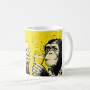 Grappige Apen Selfie Illustratie – Cool Chimpansee Koffiemok