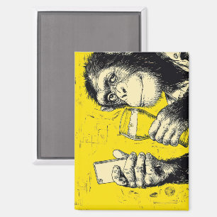 Grappige Apen Selfie Illustratie – Cool Chimpansee Magneet