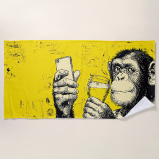 Grappige Apen Selfie Illustratie – Cool Chimpansee Strandlaken