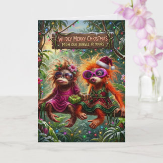 Grappige Apenvrienden Tropisch Jungle Kerstmis Kaart