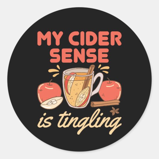Grappige appel cider zin tintelt ronde sticker (Voorkant)