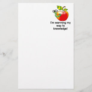 Grappige appel- en wormonderwijs woordspeling kuns briefpapier