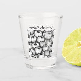 Grappige appels zwarte witte inkt gepersonaliseerd shot glas