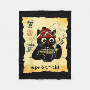 Grappige Après Kat Ski Eet Ramen Japanse Kawaii Sk Fleece Deken