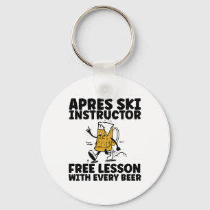 Grappige Apres Ski Instructeur Gratis Bier Drinken Sleutelhanger