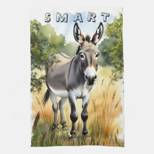 Grappige Aquarel Ezel Burro Keukenhanddoek