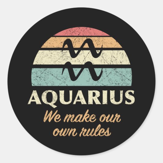 Grappige Aquarius Zodiac regels Ronde Sticker (Voorkant)