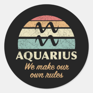 Grappige Aquarius Zodiac regels Ronde Sticker